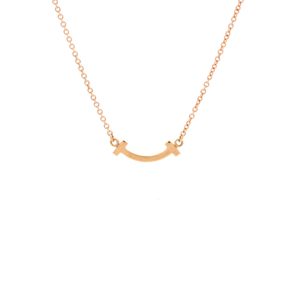 Tiffany & Co. Mini T Smile Pendant Necklace 18K Rose Gold